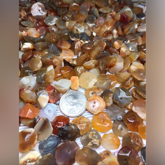 Large Vintage Rough Cut Polished Agate Gemstone Beads DIY Jewelry Making Bundle - Picture 12 of 14